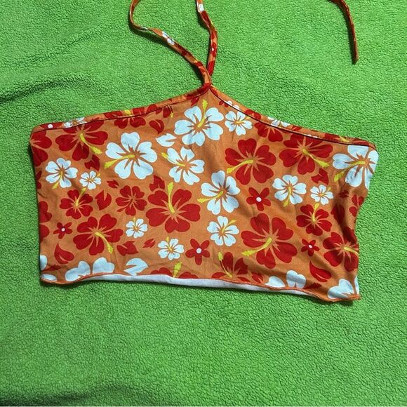Hibiscus Halter Top - Orange, Red, and White - Picture 4 of 4